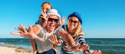 Holiday family on the beach - camping in France
