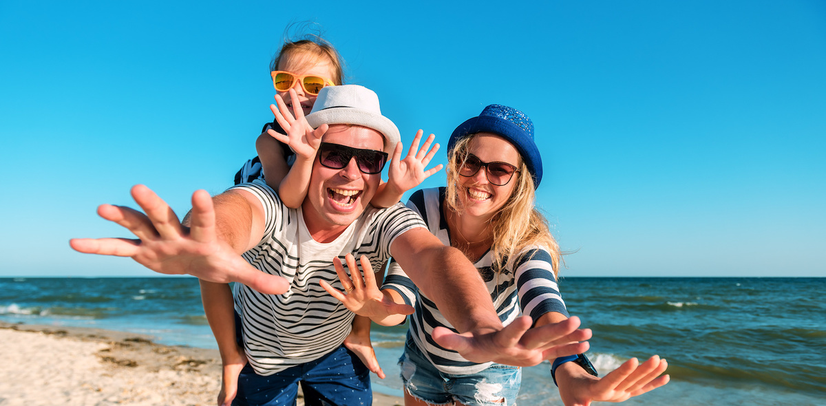 Holiday family on the beach - camping in France