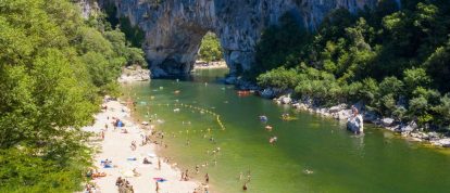 Beach at Vallon Pont d'Arc, Ardèche, Auvergne Rhône-Alpes, France