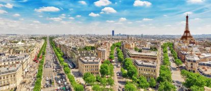 Panoramic view across Paris and the Eiffel Tower, Île-de-France, France - Campsites in the Île-de-France