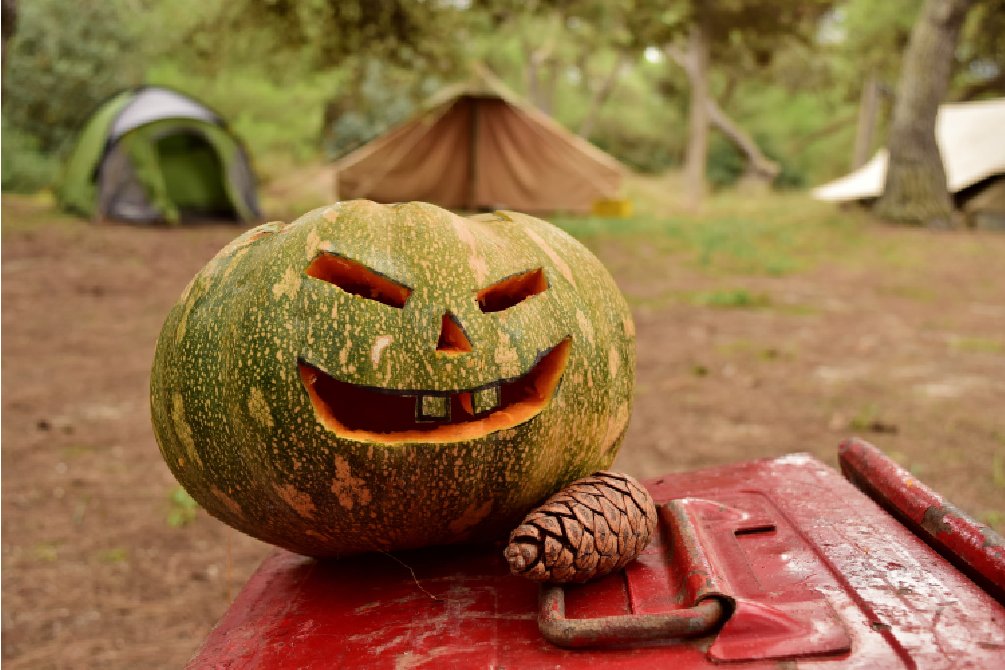 Halloween pumpkin camping