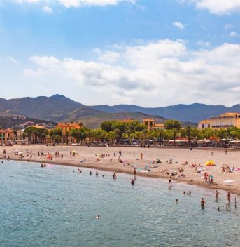 Strand von Banyuls-sur-Mer, Pyrenees-Orientales, Languedoc-Roussillon, Frankreich - Campingplätze in Languedoc-Roussillon