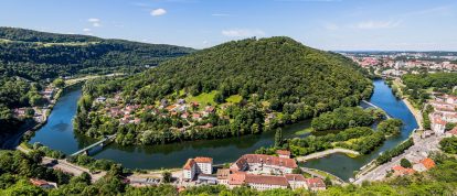 Vista di Besançon dalla Cittadella di Vauban, campeggi in Doubs, Francia