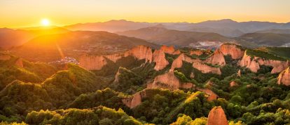 Las Medulas, a Roman gold-mining site. UNESCO world heritage. Campsites in Castile and Leon, Spain