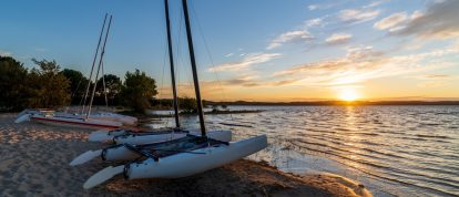Zonsondergang op het meer, campings in Biscarrosse