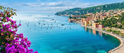 French Riviera coast with medieval town Villefranche sur Mer, in Nice - campsites in Villefranche sur Mer
