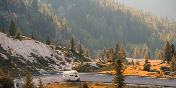 caravan in the the snow. Caravanning in Europe 