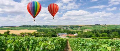 Globos aerostáticos sobre los viñedos de Champaña-Ardenas, Grand Est, Francia - Campings en Champaña-Ardenas