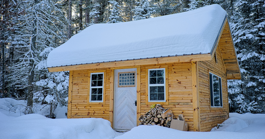 snowy chalet