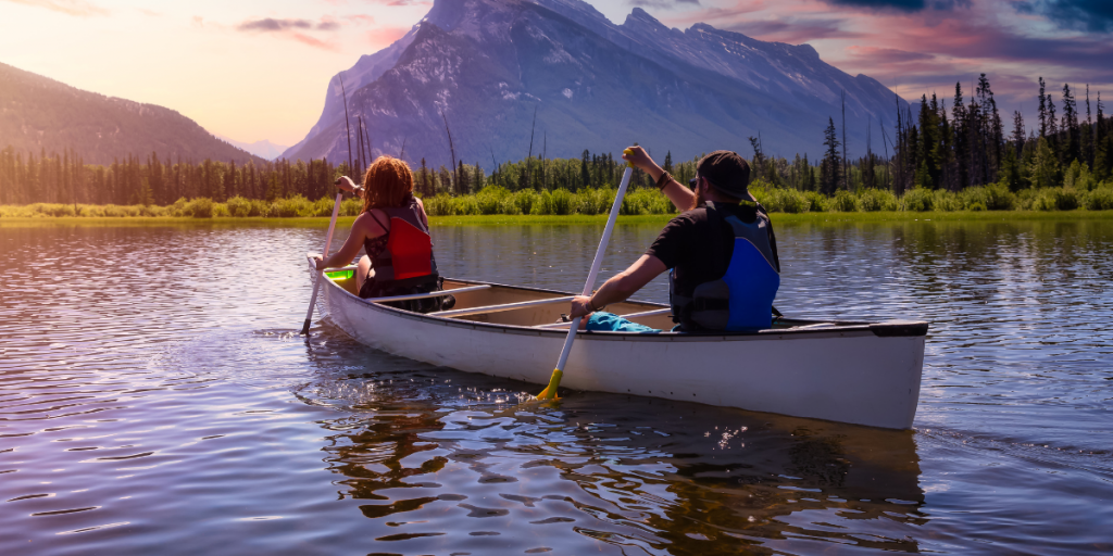 Couple in a kayak in France
