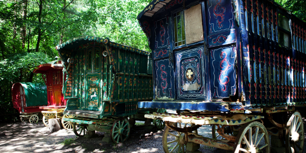 colourful gypsy caravans - glamping in Europe
