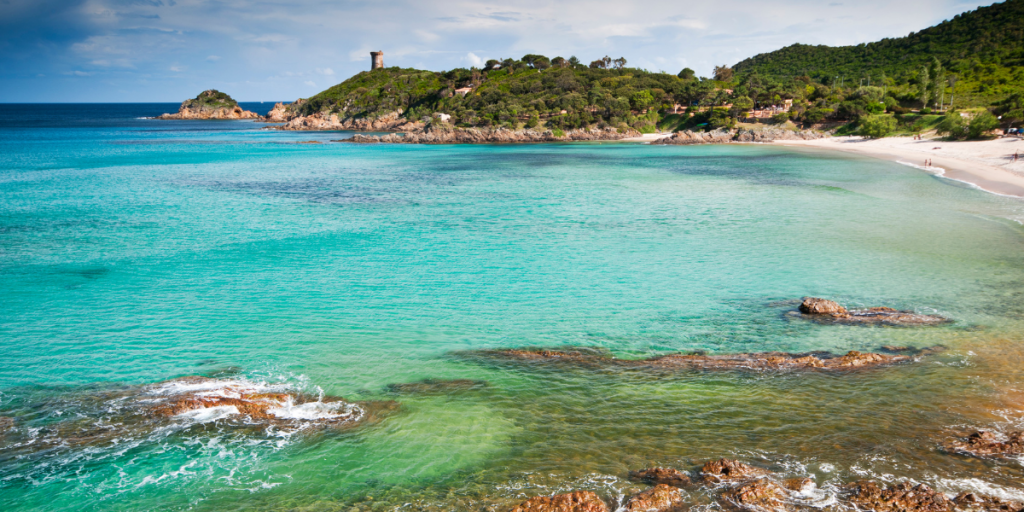 Beautiful beach and blue waters in South Corsica