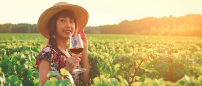 Joven en una cata de vinos en los viñedos de Borgoña - Campings en Dijon