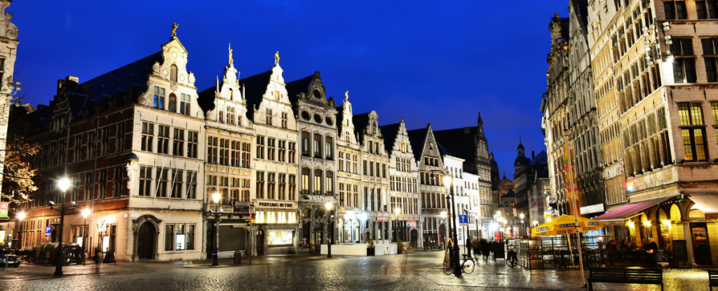 Antwerp city at night, Belgium