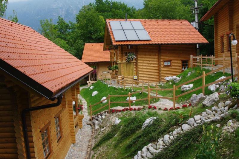 Wooden cabins at Kamp Koren, Slovenia